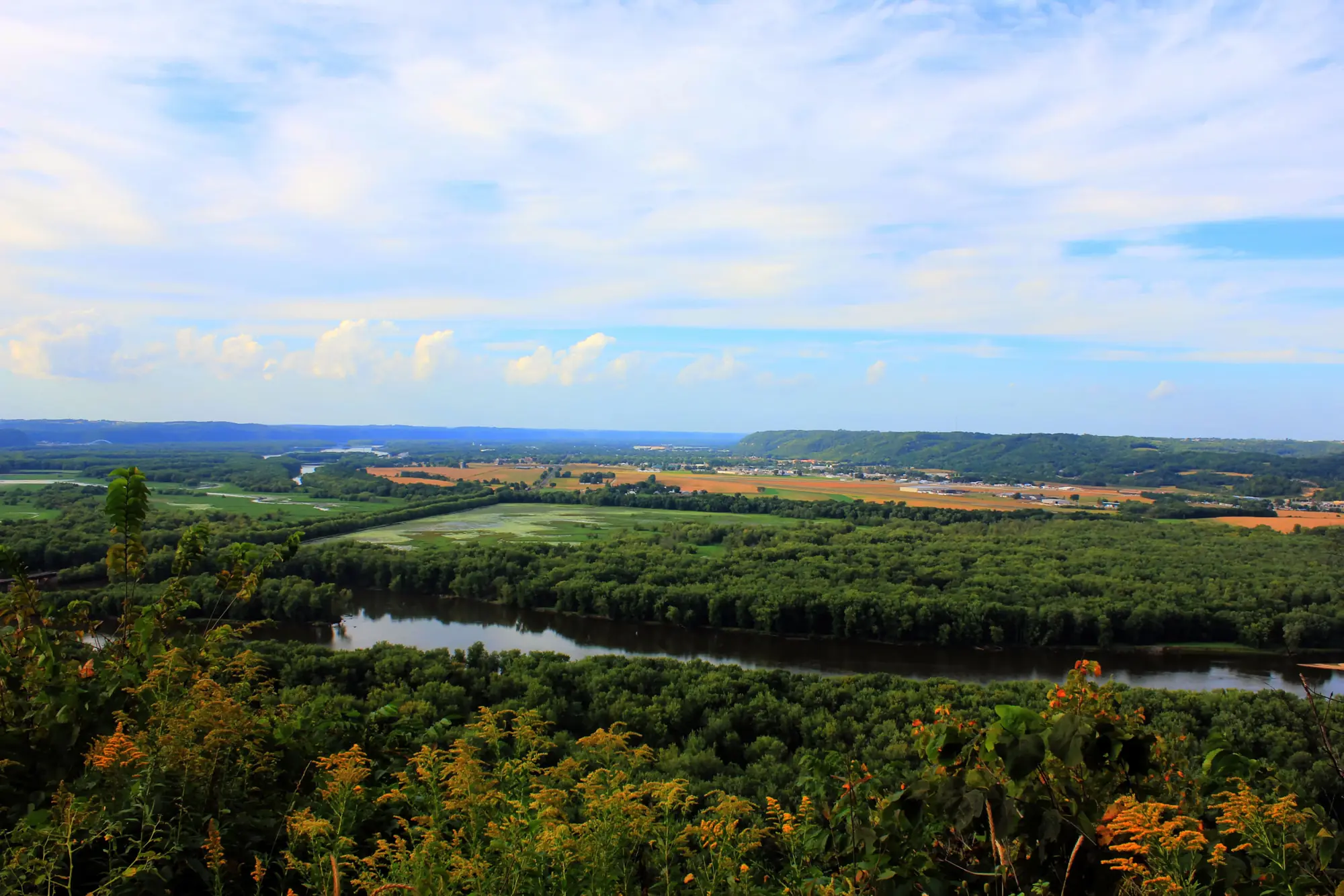 The Mississippi valley from the bluffs at Wyalusing State Park, looking toward Prairie du Chien